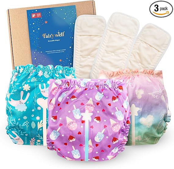 Reusable Cloth Diapers with Wetness Indicator (3 Pack)
