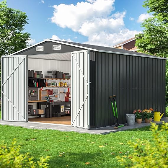 10×12 FT Metal Outdoor Storage Shed