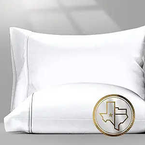 TEXAS LINEN CO. 100% Egyptian Cotton Pillow Cases (Standard/Queen)