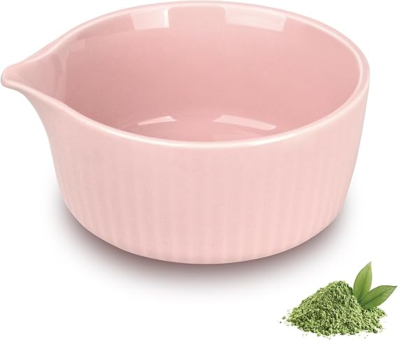Traditional Ceramic Matcha Bowl Chawan with Spout Pink