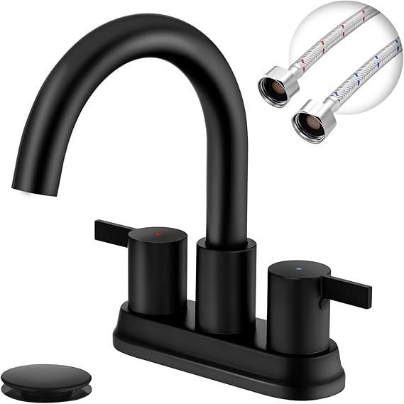 Two Handle 4 Inch Black Bathroom Faucet