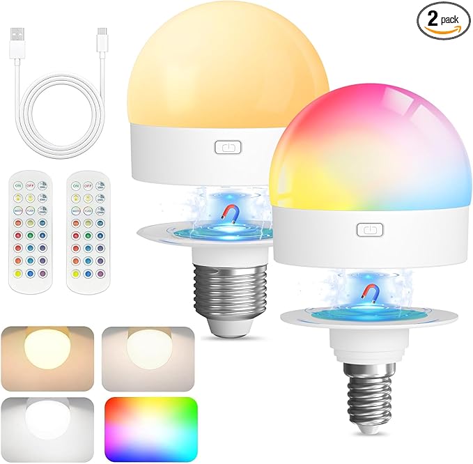 UNILAMP Rechargeable Battery Operated LED Light Bulb (2 Pack)