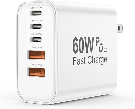5-in-1 60W USB-C Fast Charger Block