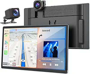 Volam 9-Inch Wireless CarPlay Screen with 4K Dash Cam