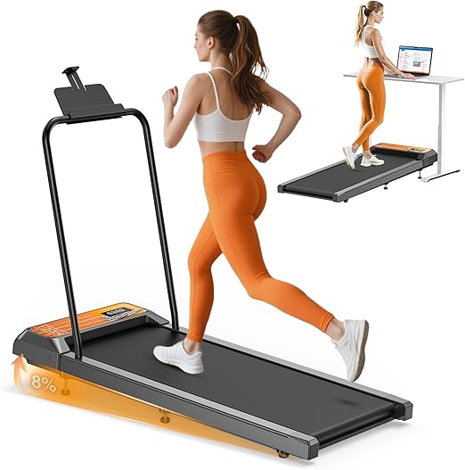 2-in-1 Walking Treadmill Pad with Incline & Handlebar