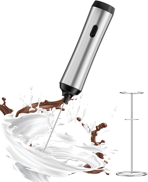 Rechargeable Milk Frother Handheld with Stand