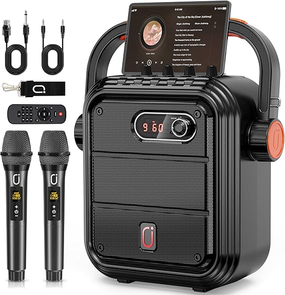 JYX Portable Karaoke Machine with 2 Wireless Mics