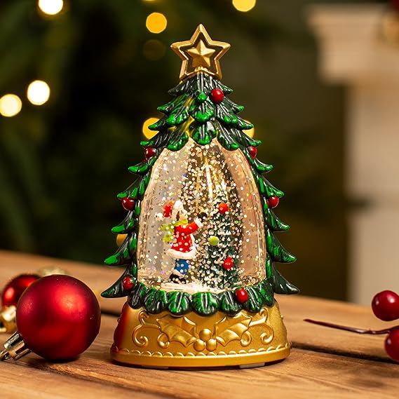 Mini Christmas Tree Snow Globe with LED Light