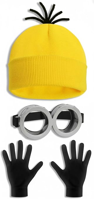 Steampunk Goggles & Yellow Beanie Hat 3Pcs Set
