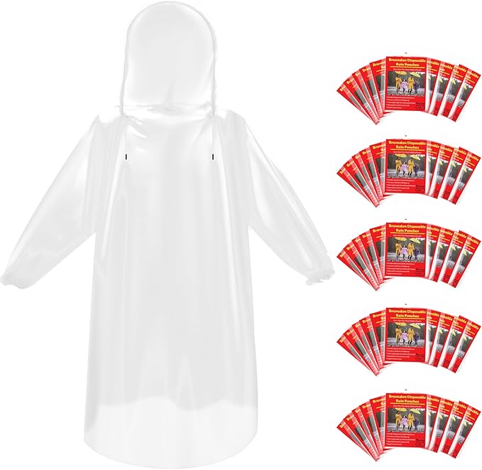 6/20/50 Pack Disposable Rain Ponchos for Adults & Youth