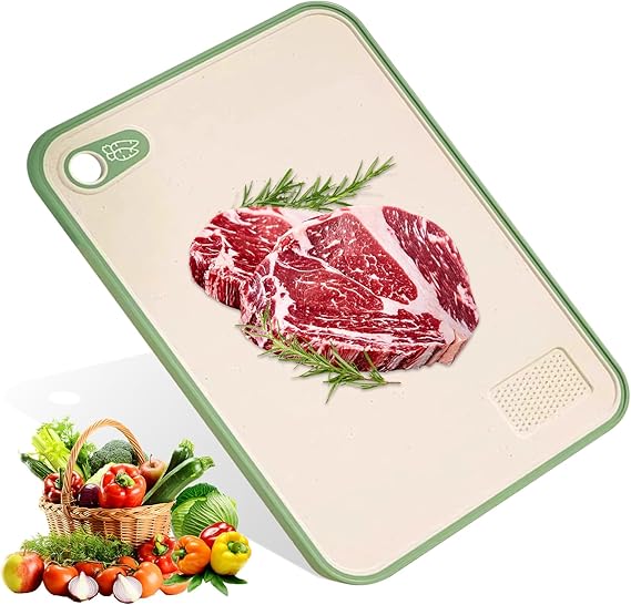 Double-Sided Wheat Straw & Stainless Steel Cutting Board