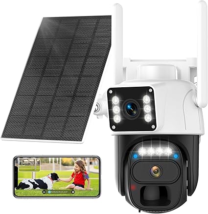 Hawkray Dual Lens Solar Security Camera Outdoor Wireless