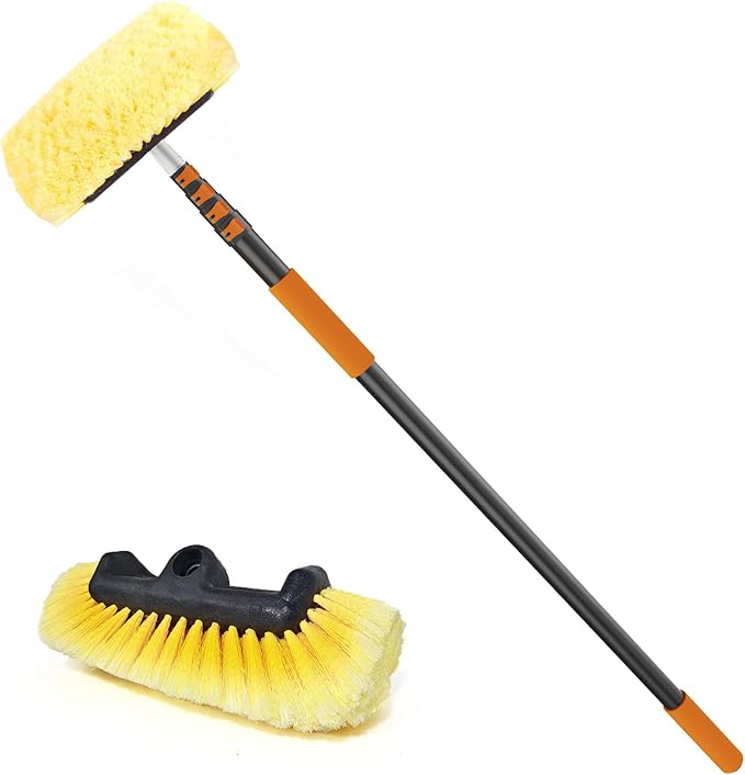 24FT Telescopic Car Wash Brush with 12-Inch Soft Bristles