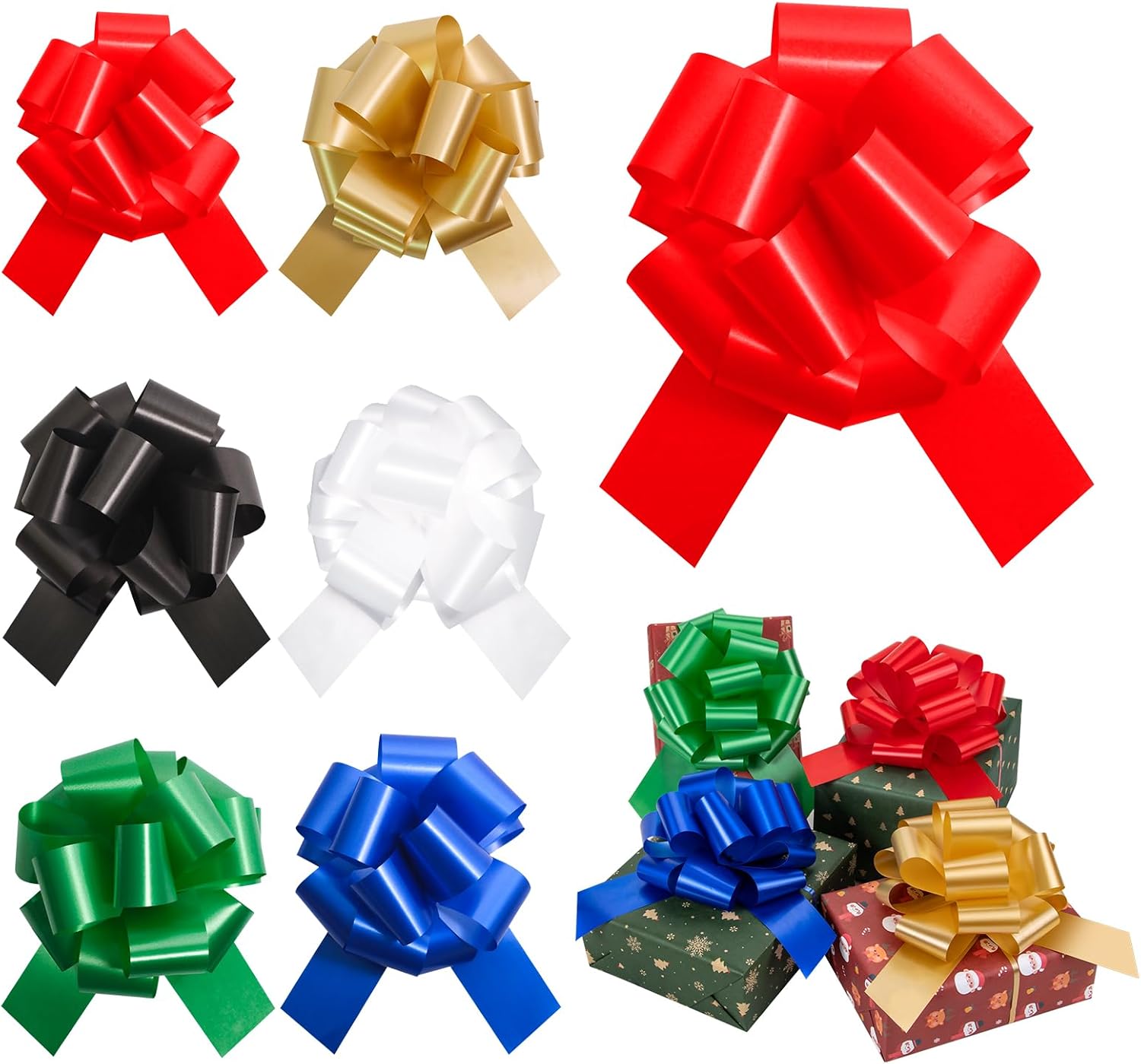 6 Pcs 6 Inch Red Pull Bows for Gift Wrapping