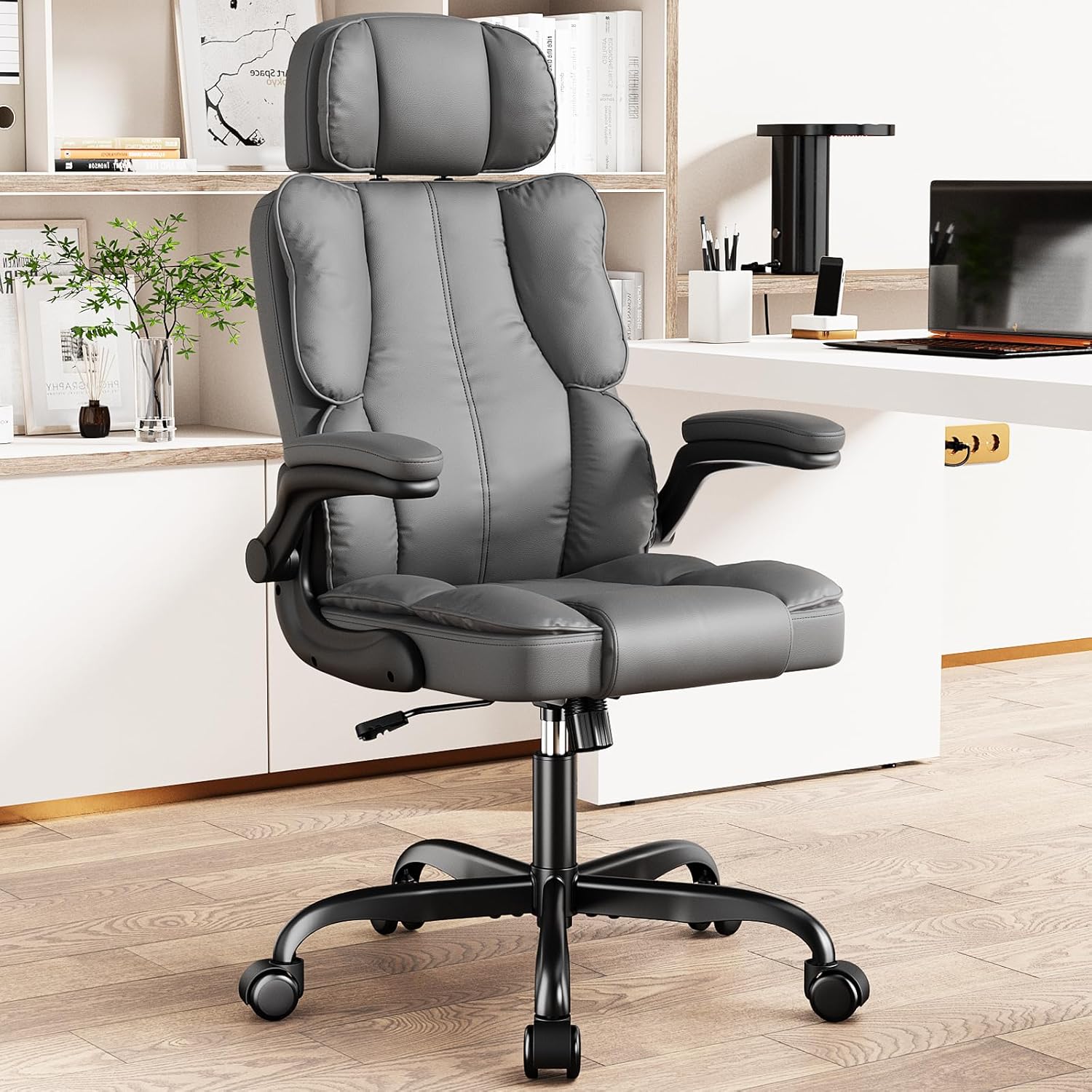 Executive Leather Office Chair with Lumbar Support