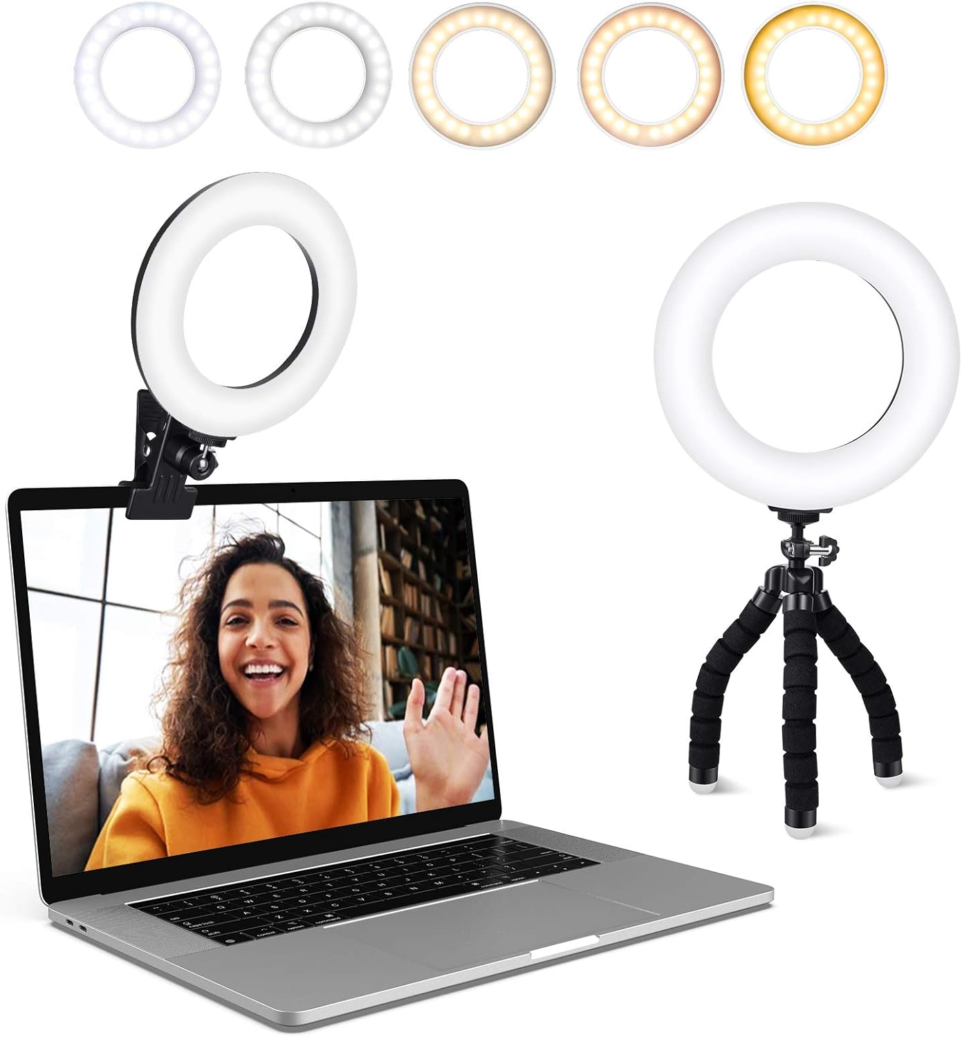 Ring Light Laptop Clip Zoom 5 Color Dimmable