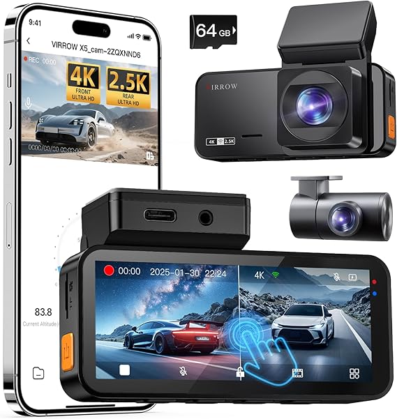 Dash Cam Front and Rear 4K+2.5K