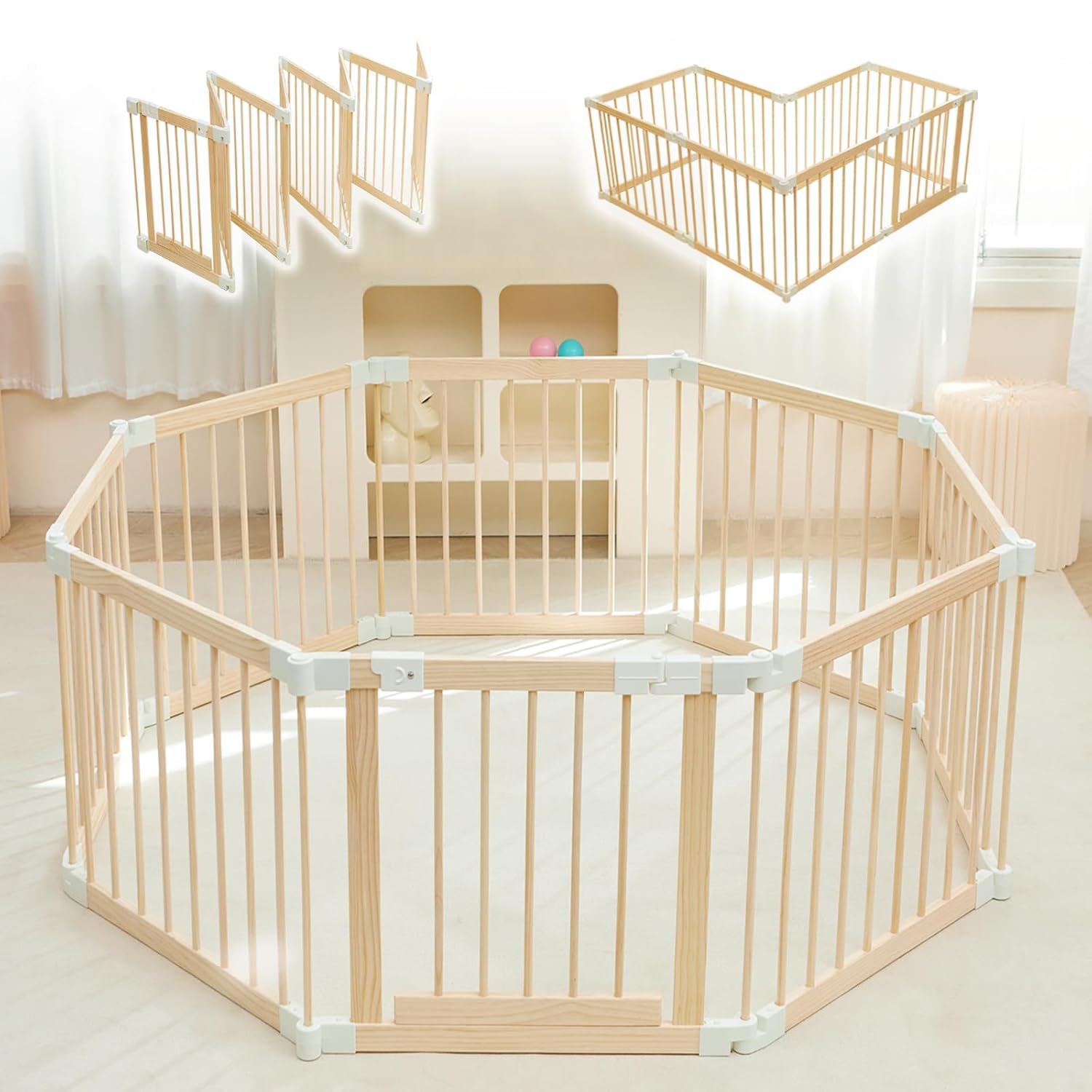 Expandable & Foldable Wooden Baby Playpen