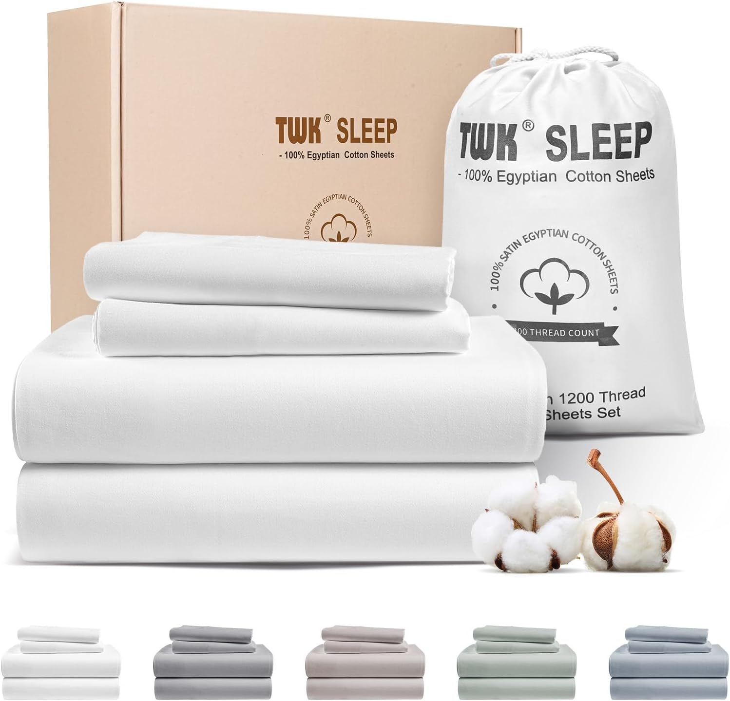 TWK 1200 TC 100% Egyptian Cotton Sheets King