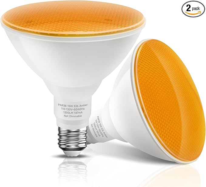 PAR38 LED Yellow Bug Light Bulbs 15W