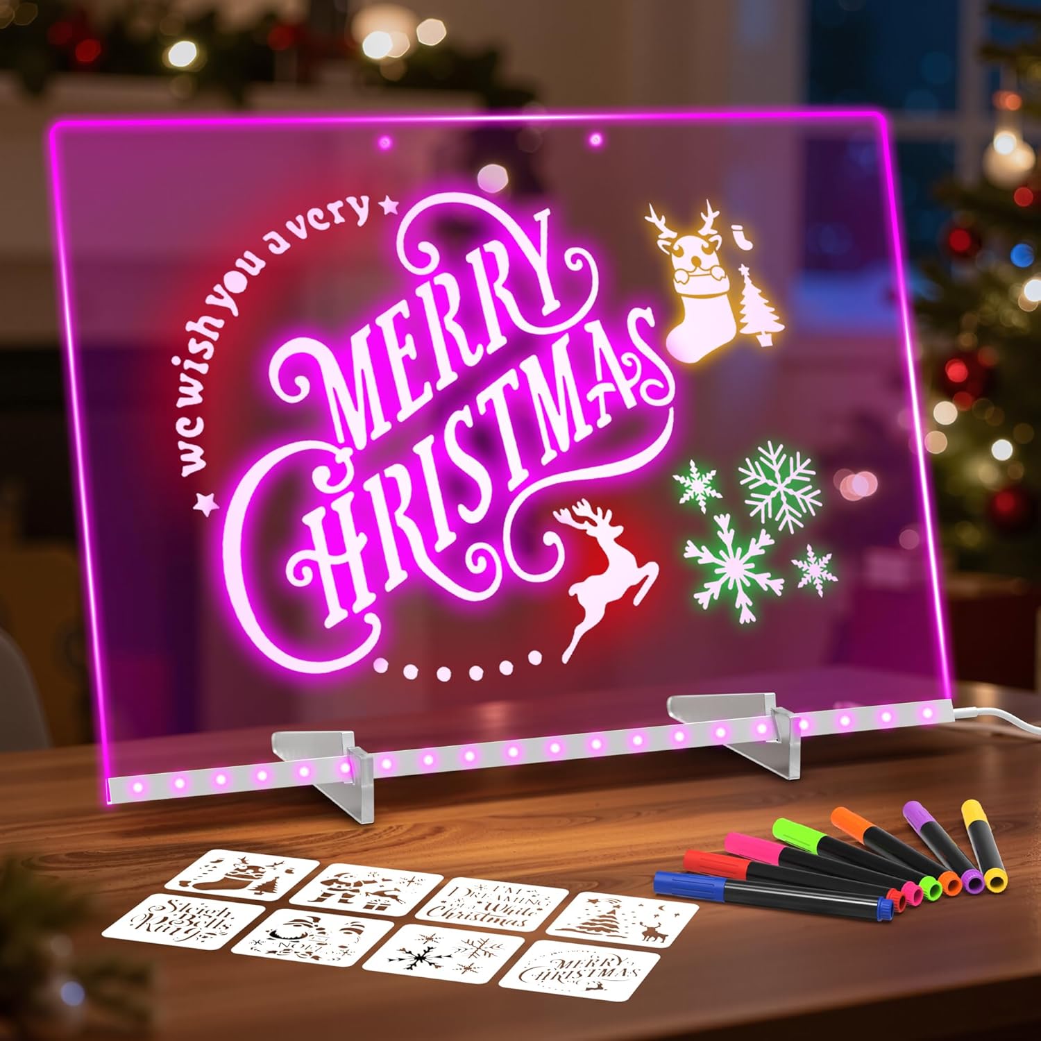 LED Drawing Board Kids 7 Colors Dimmer Stand