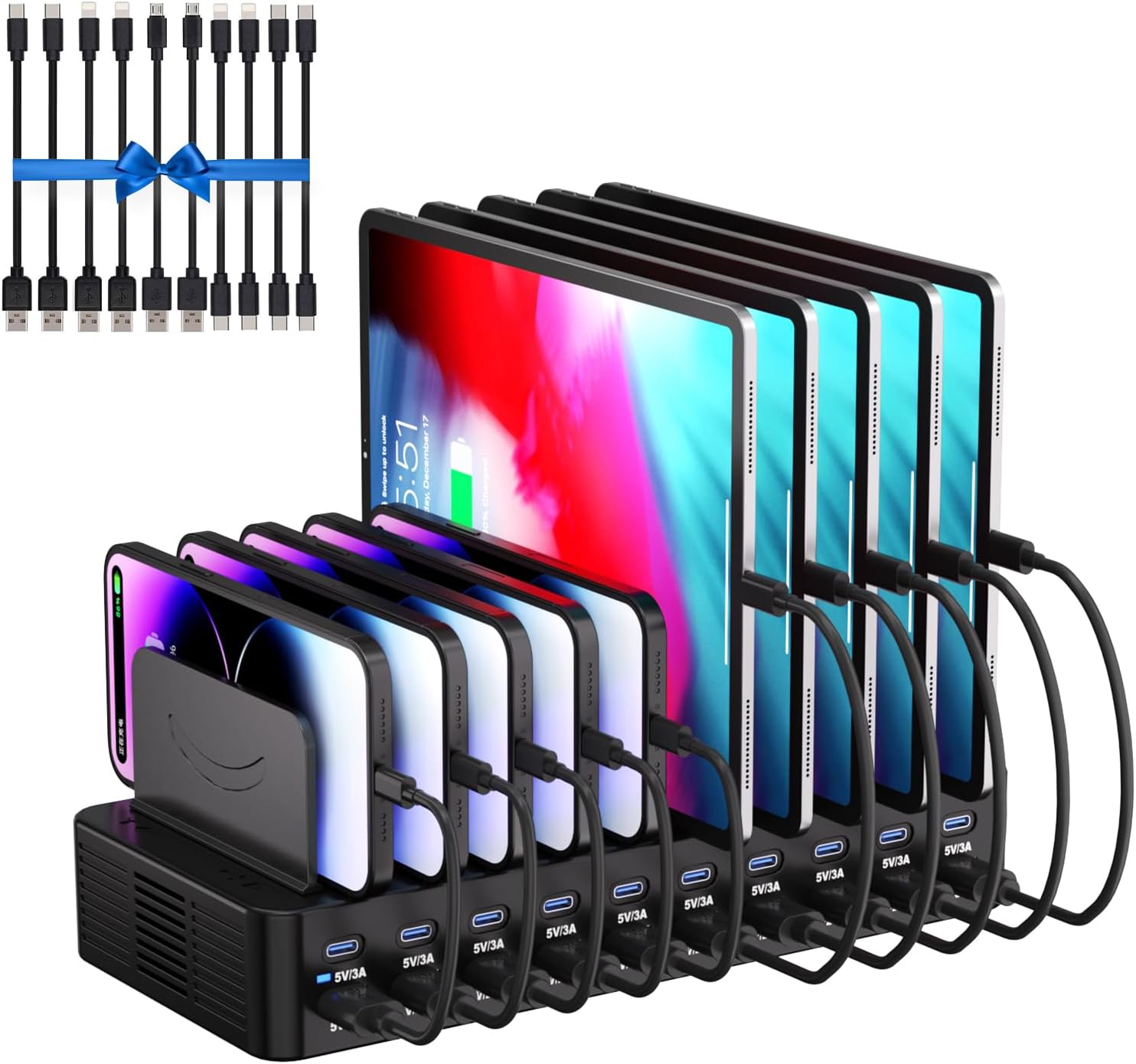 270W 20-Port USB Charging Station