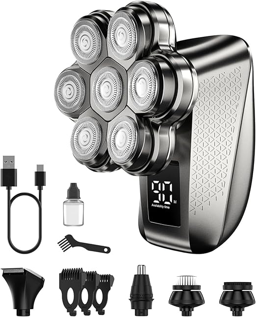 7D Electric Head Shaver 5-in-1 Wet/Dry Grooming