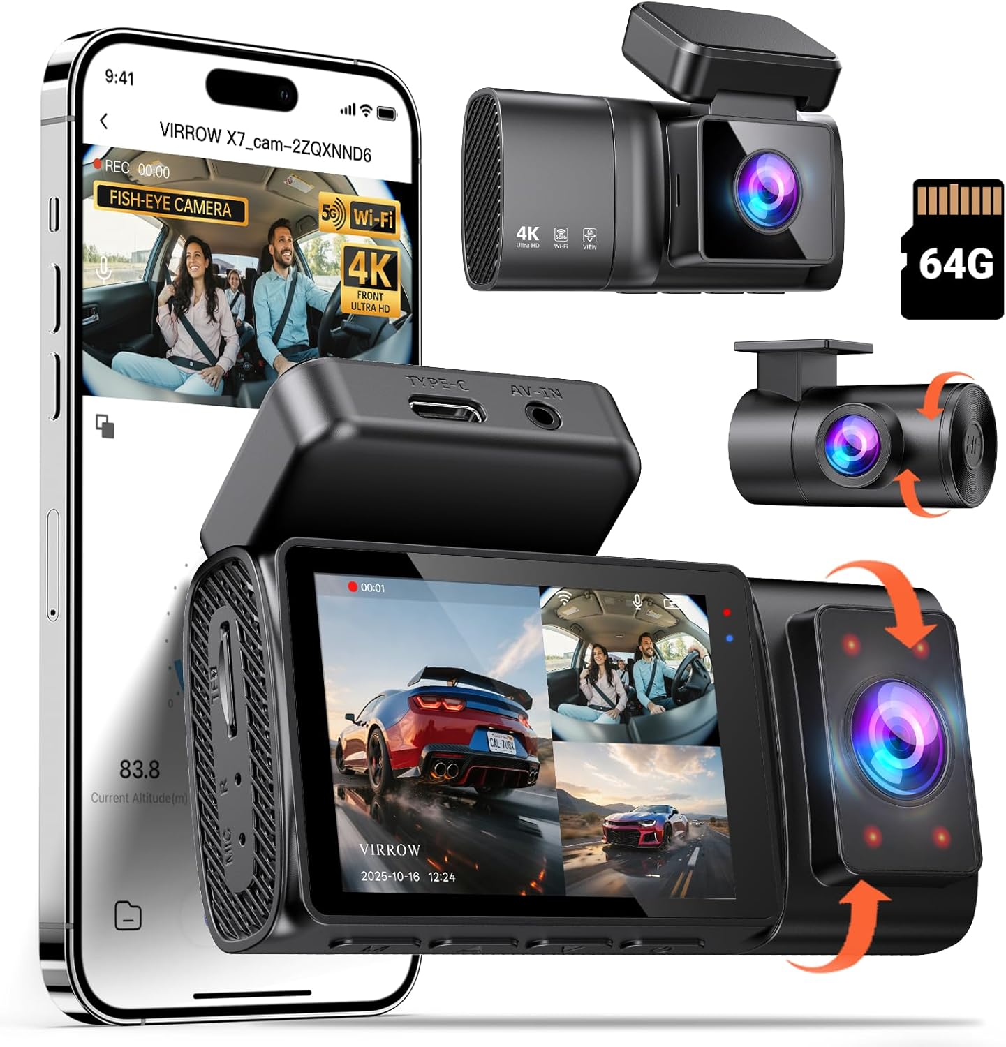 X7 3 Channel 4K Dash Cam