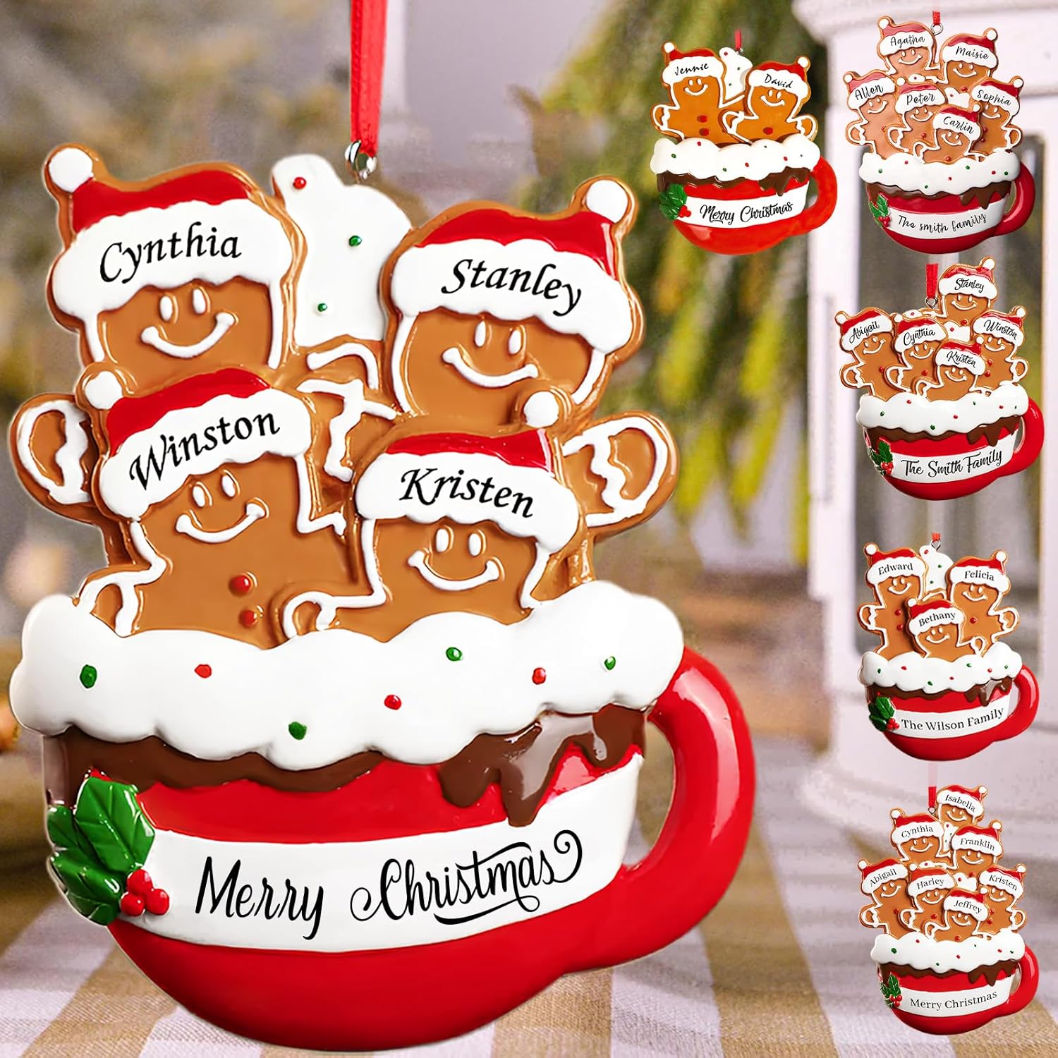 Personalized Gingerbread Family Christmas Ornaments 2025