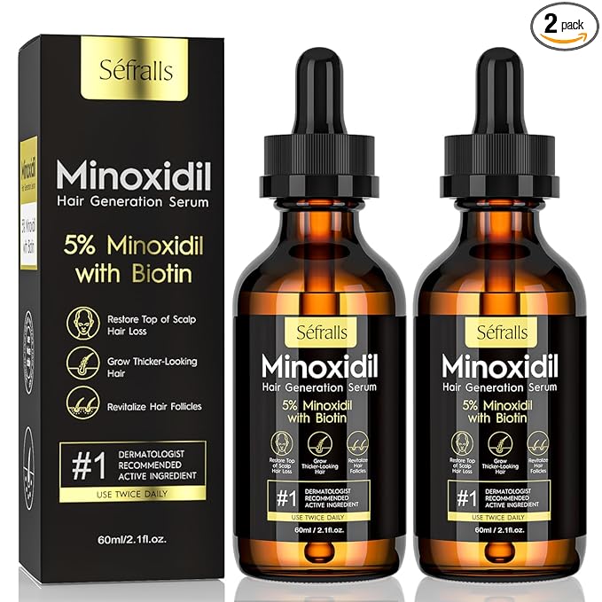 2-Pack 5% Minoxidil Hair Growth Serum for Men & Women