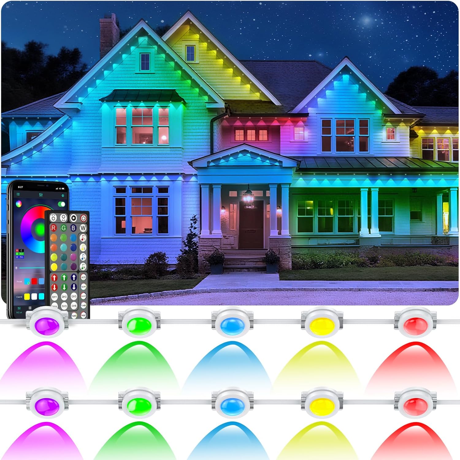 300FT Permanent Outdoor RGB Lights App Control