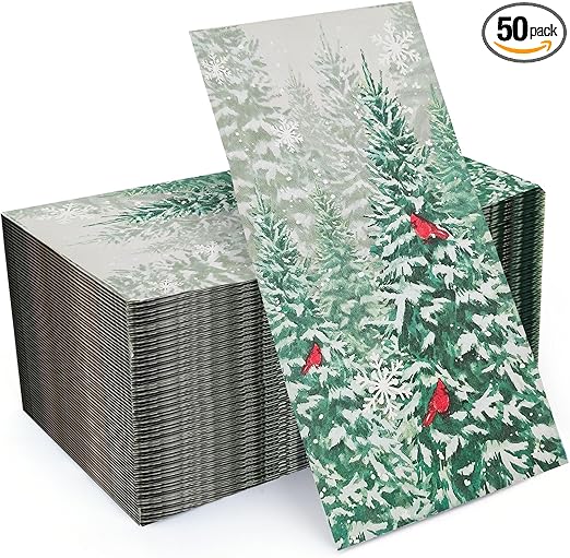 Winter Pine Tree Napkins Christmas Guest Towels 50-Pack