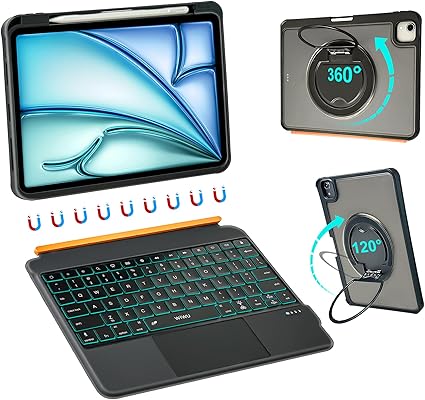 iPad Keyboard Case 360 Stand Backlit Trackpad
