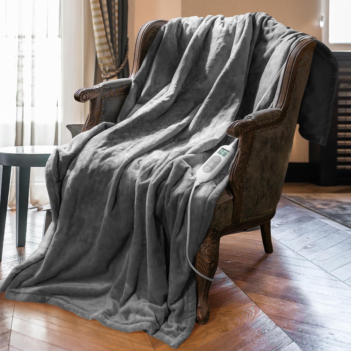 Heated Throw Blanket with 1-9 Hour Timer & 8 Heat Settings