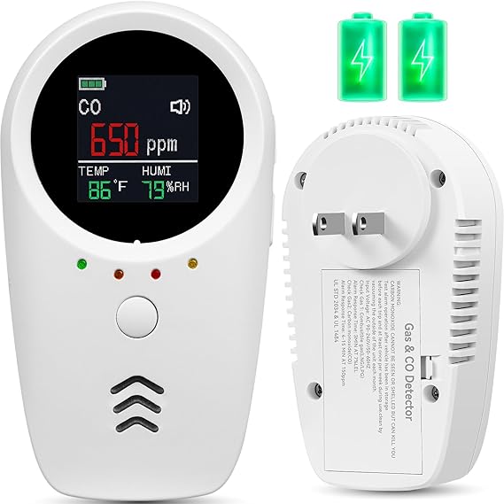 5-in-1 Carbon Monoxide & Combustible Gas Detector with LCD Display
