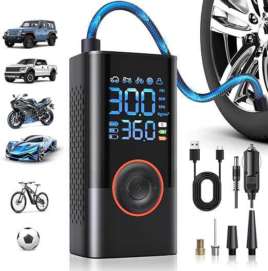 Cordless Portable Tire Inflator 150PSI Dual Power Auto Shut-off