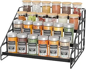 4 Tier Spice Rack Organizer Adjustable Depth Stepped