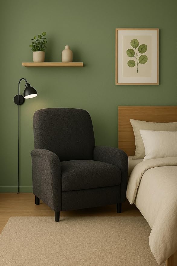 Fabric Pushback Recliner Wingback Armchair Thick Cushion