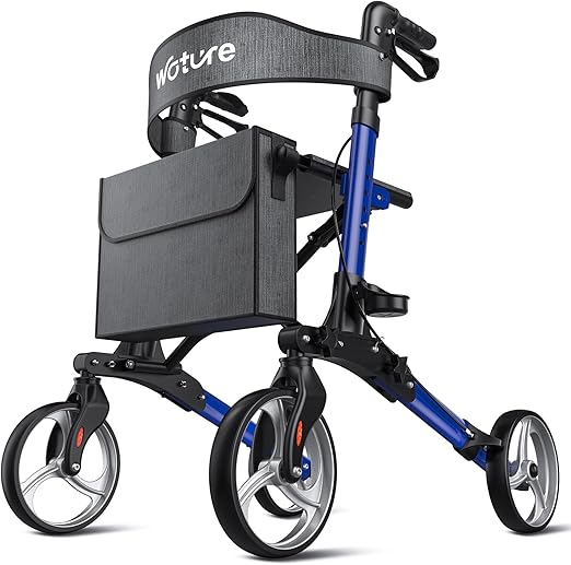 Foldable Rollator Walker Seat 8″ Wheels All Terrain