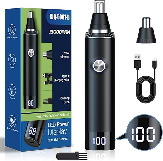 Nose Hair Trimmer Rechargeable LED Display IPX7