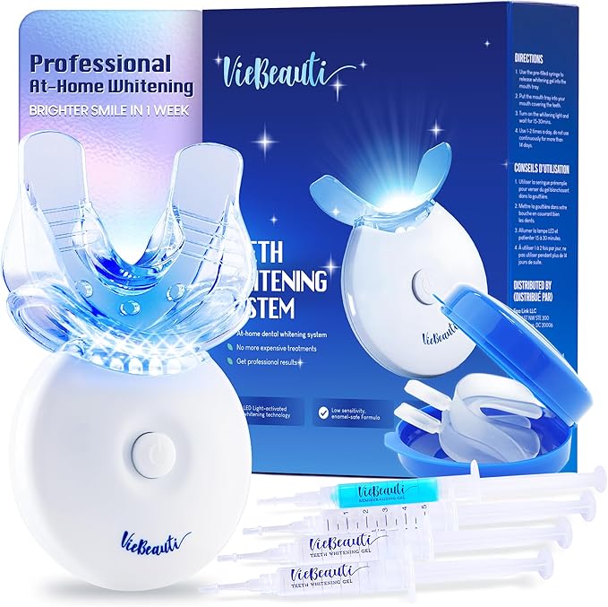 VieBeauti Teeth Whitening Kit with LED Light for Sensitive Teeth