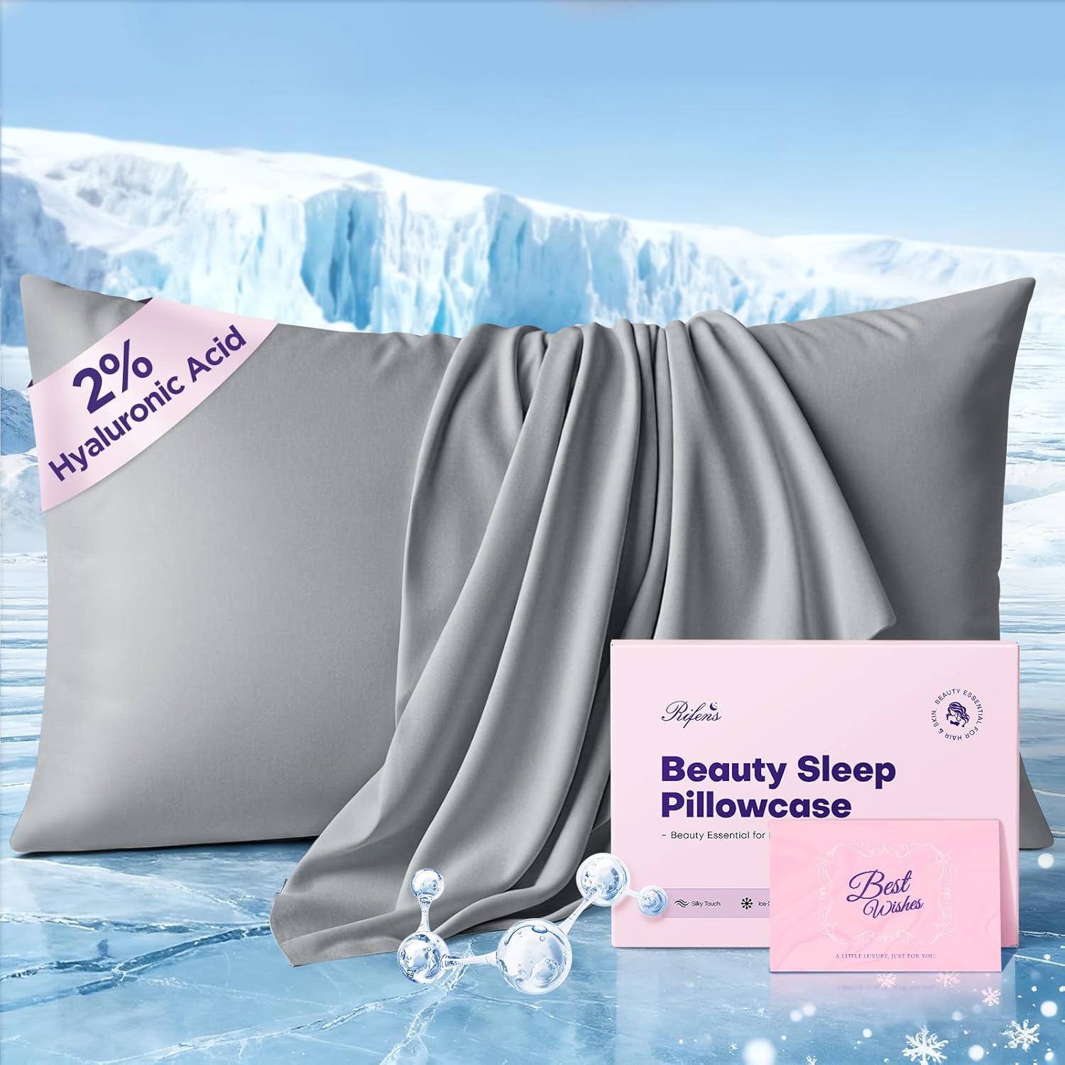 Instant Chill Cooling Pillowcase with 2% Hyaluronic Acid