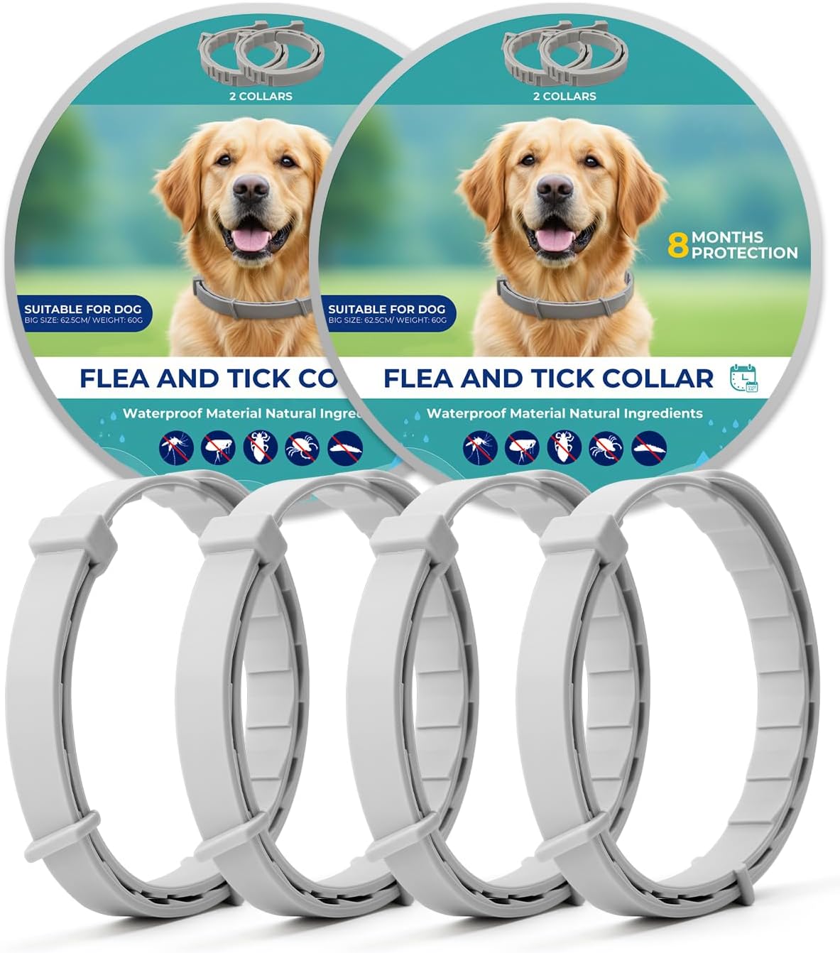 Flea Collar Natural Oil Waterproof Adjustable 4-Pack