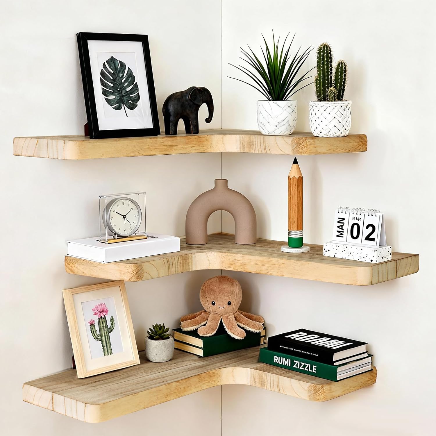 Floating Corner Shelves Set of 3