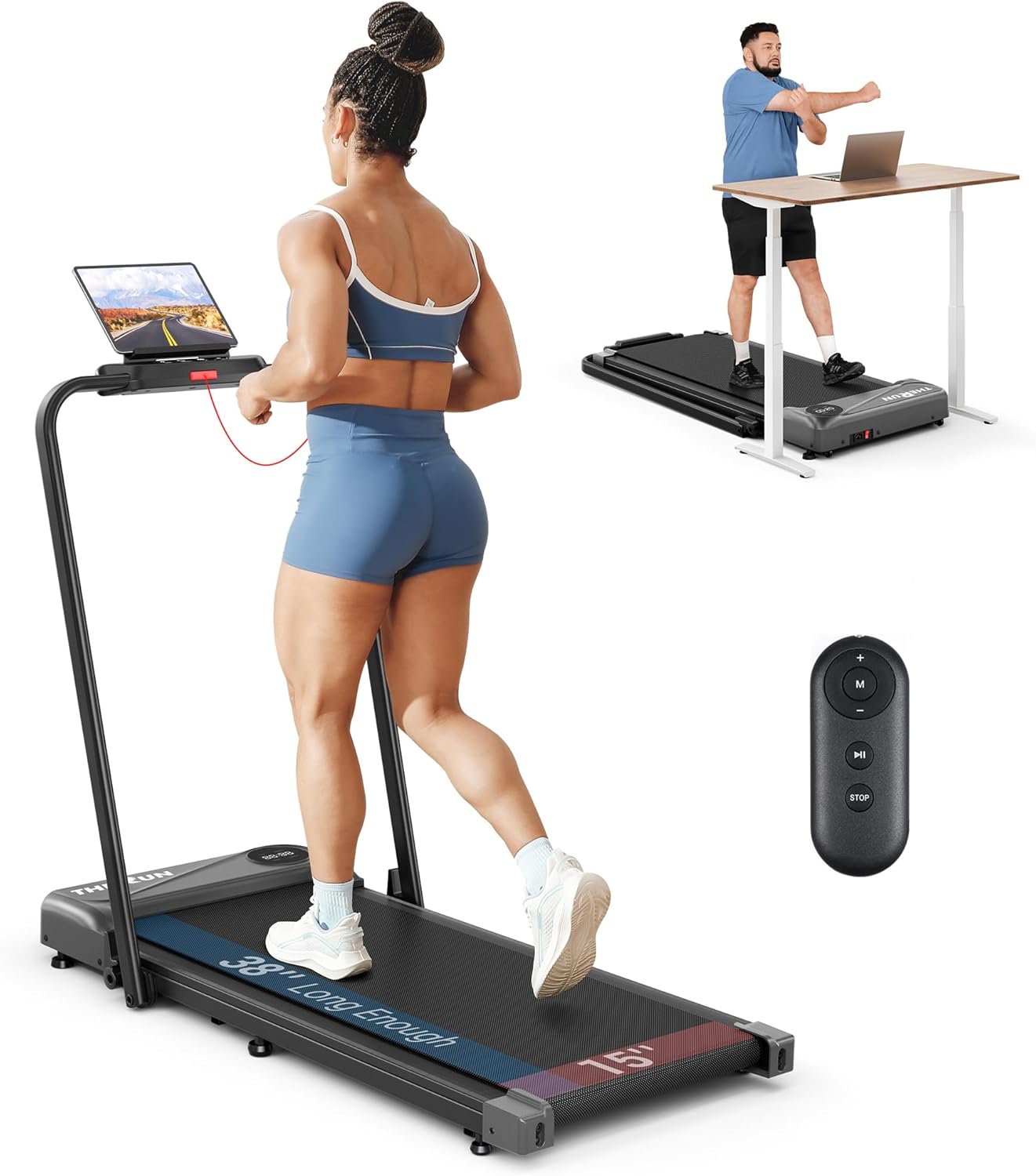 THERUN 2-in-1 Foldable Treadmill