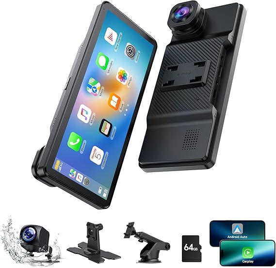 6.86″ Wireless CarPlay Screen & Dual Dash Cam