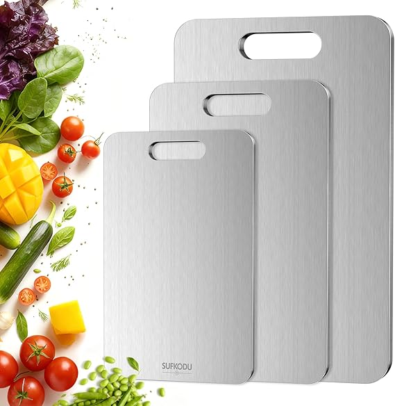 Titanium Cutting Boards Set 3 Double-Sided Dishwasher Safe