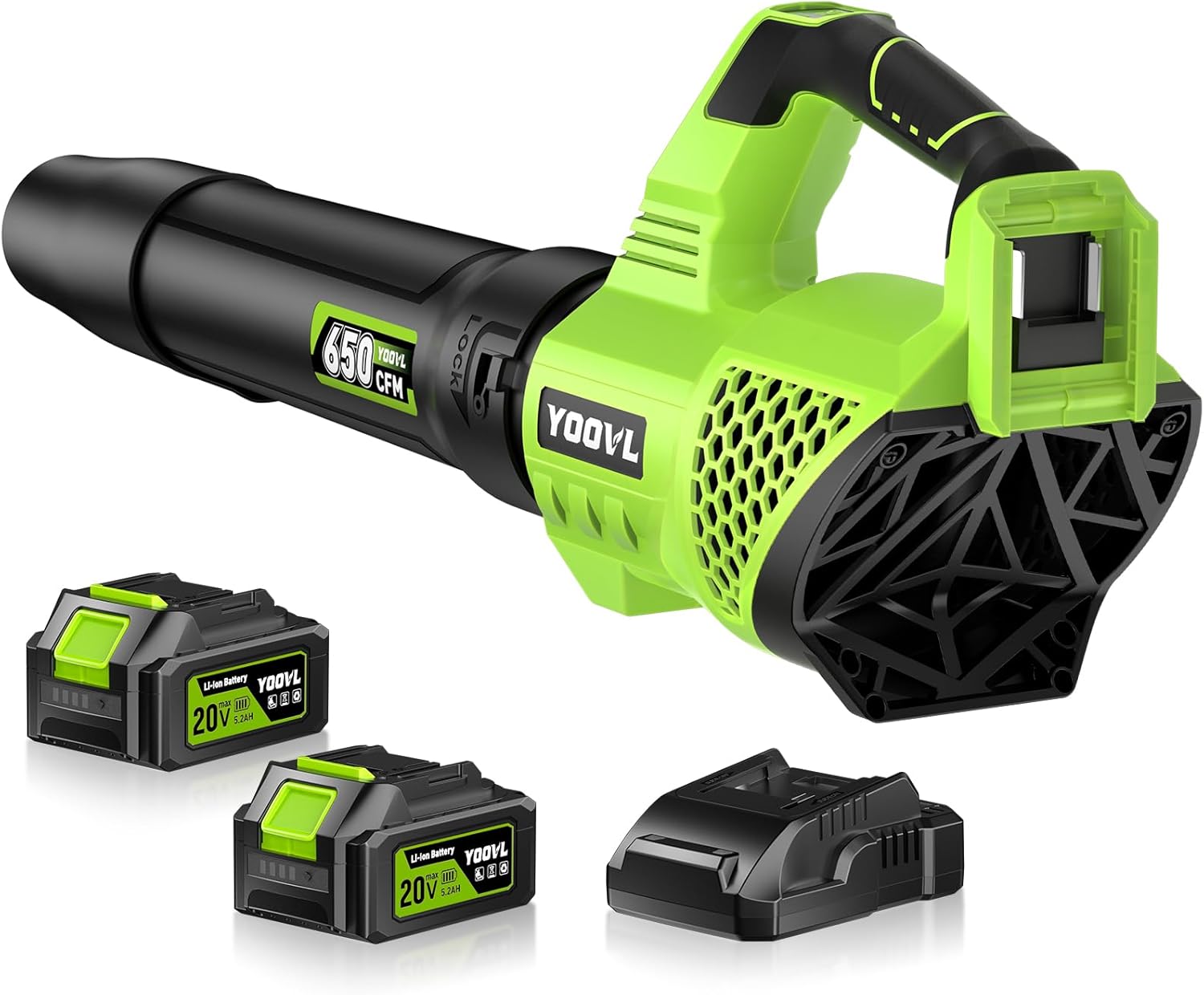 Cordless Leaf Blower 650CFM Dual Battery 3-Speed