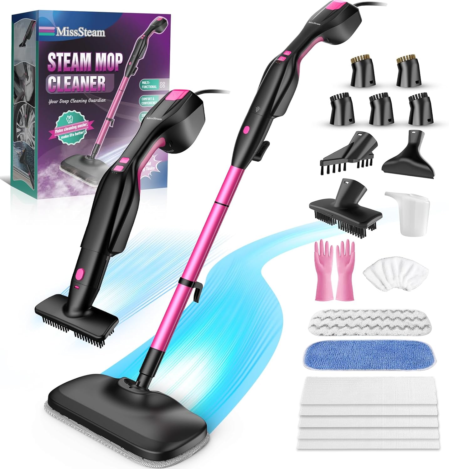 Steam Mop Cleaner High Temp Handheld Detachable MultiPurpose