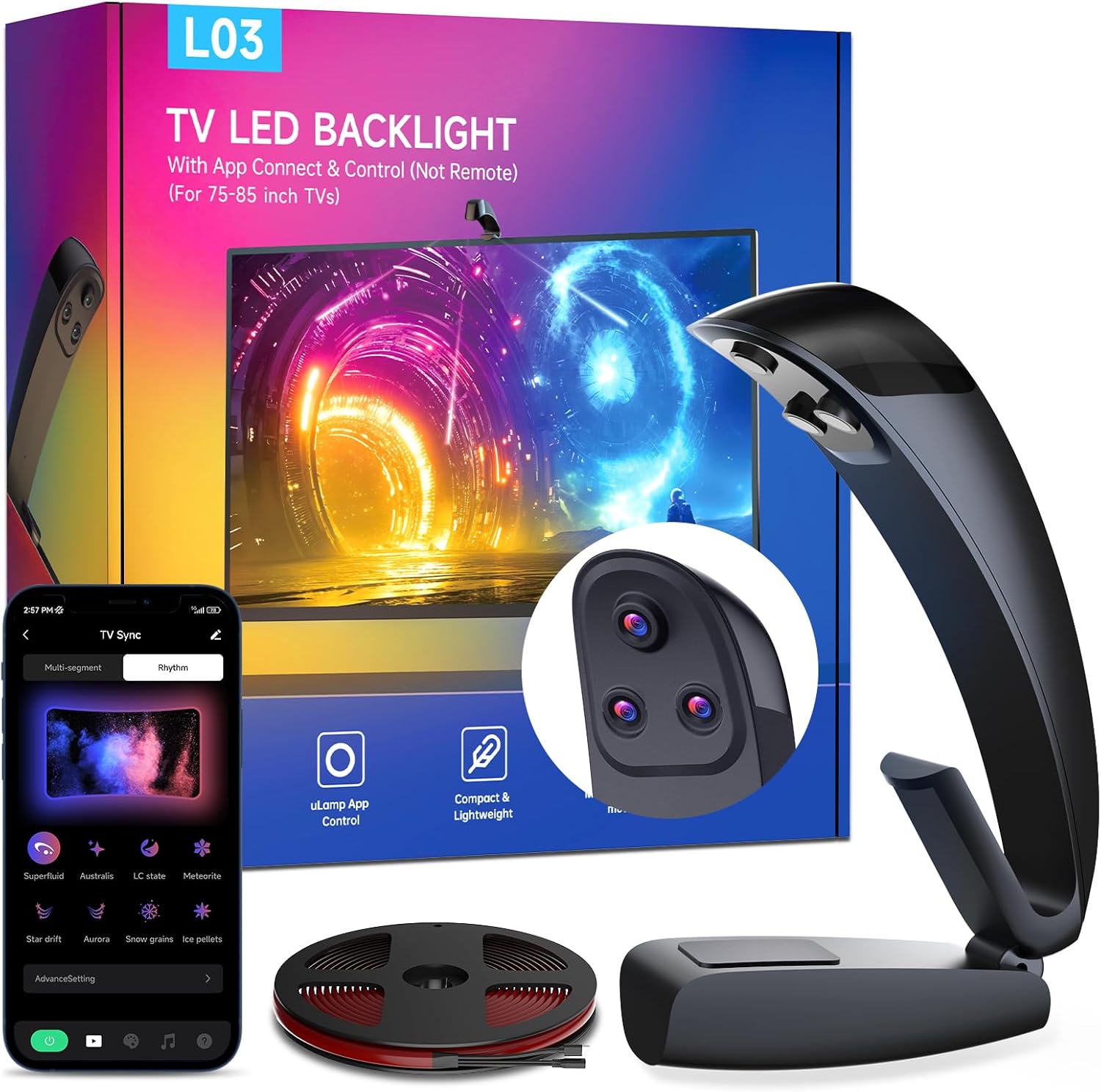 TV Backlight with Screen Sync – 18ft RGB+IC LED Strip